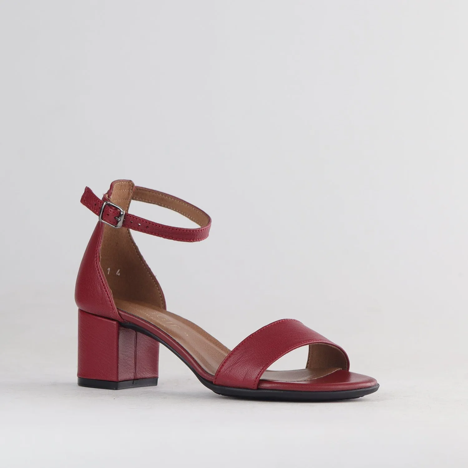 Ankle Strap Block Heel Sandal in Red - 11879