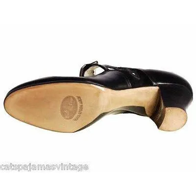 Antique Shoes Mary Janes  Black Leather 1920s WALK OVER NIB Size EU37 6.5 US