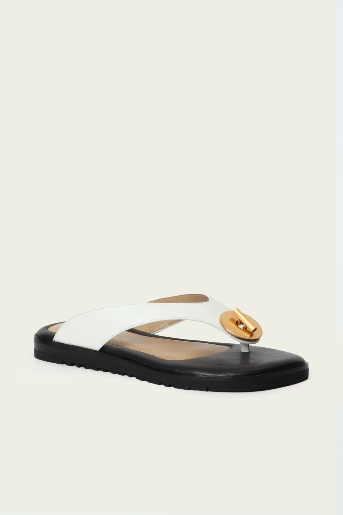 Asher Washer Leather Thong Sandal in White
