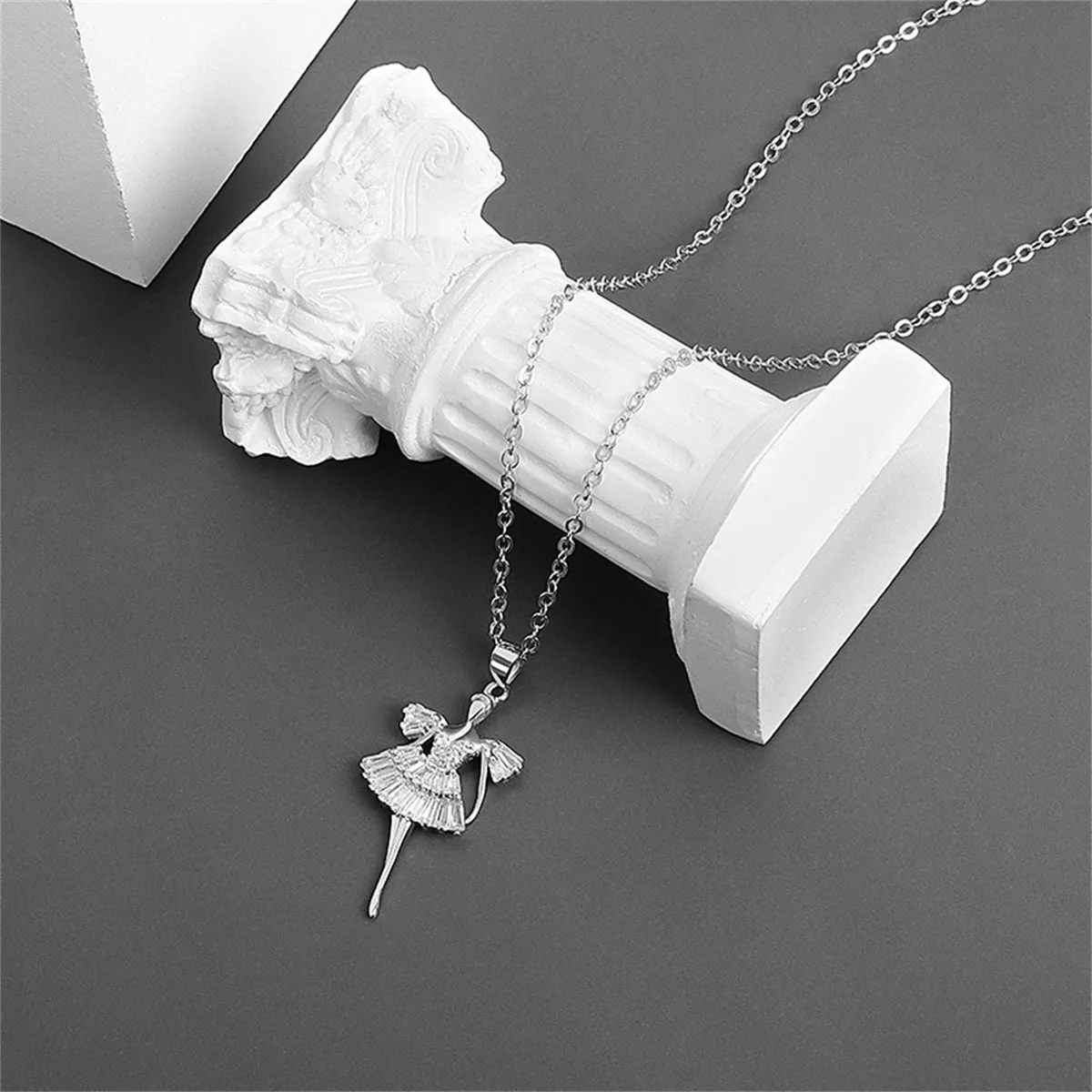 Crystal & Silver-Plated Cubic Zirconia-Accent Ballet Girl Pendant Necklace