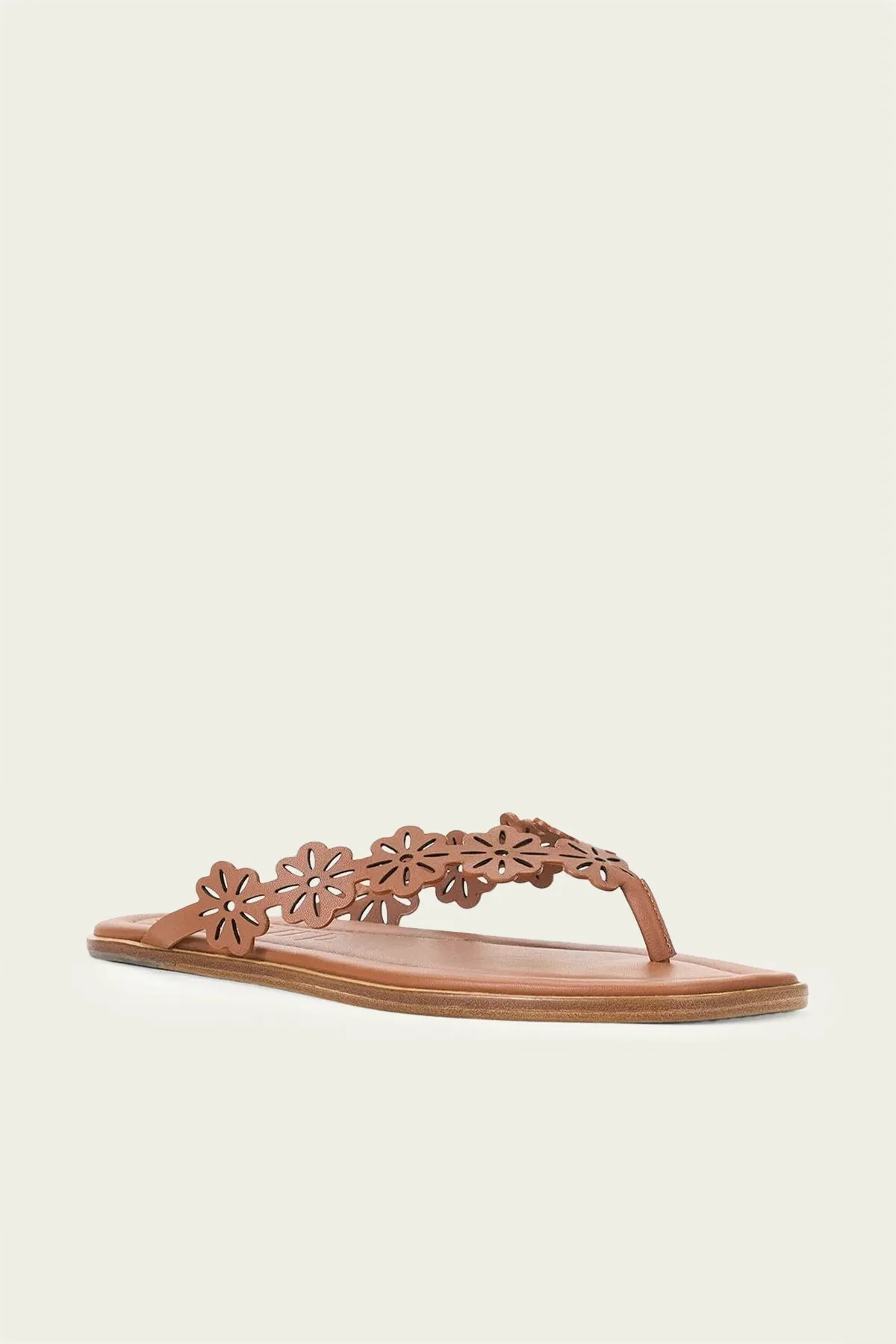 Dante Floral Thong Slide in Tan