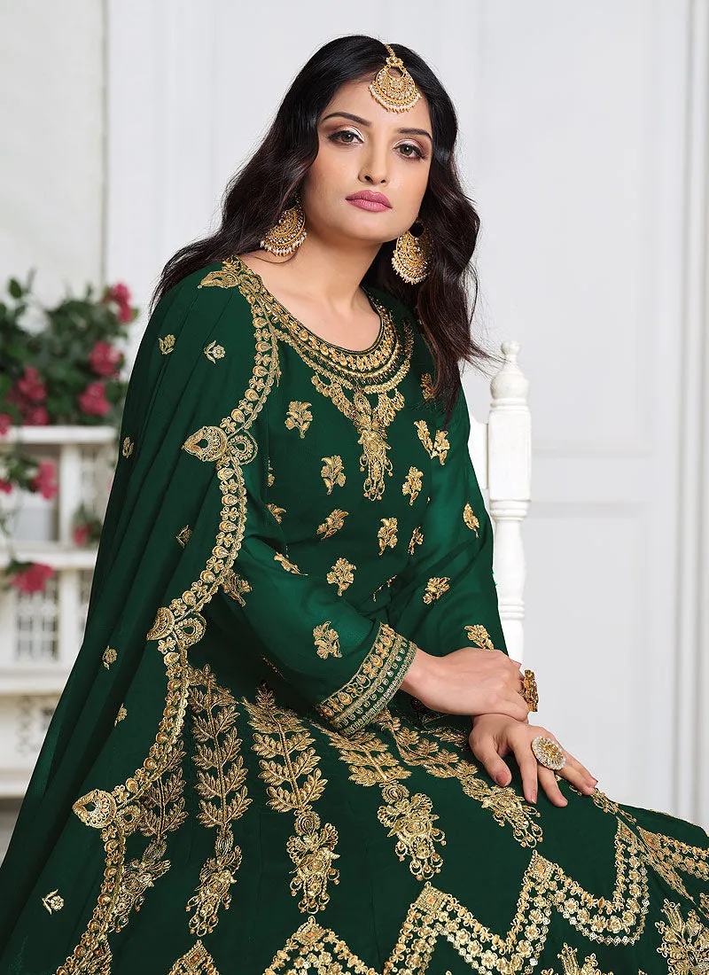 Green Embroidered Anarkali Suit