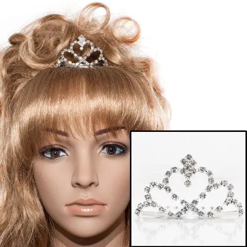 Heart Shaped Silver Colored Small Metal Tiara