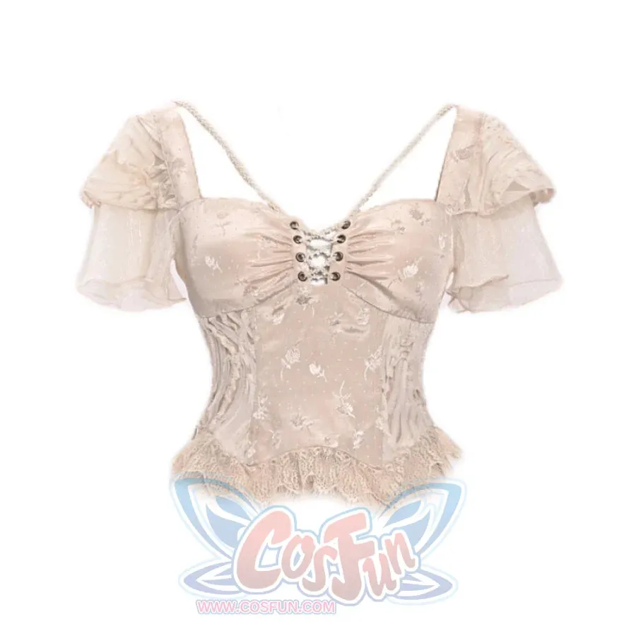 Heartbreak Ballet Rococo Flying Sleeve Jacquard Tied Slimming Top S22977