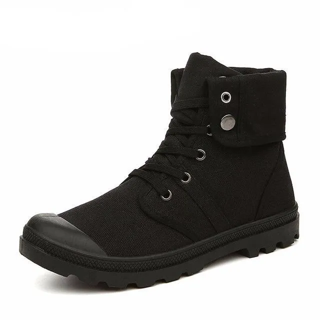 Men's Shoes Canvas Ankle Boots -Red,Blue,Green,Khaki,Yellow,Gray,Camouflage,Black
