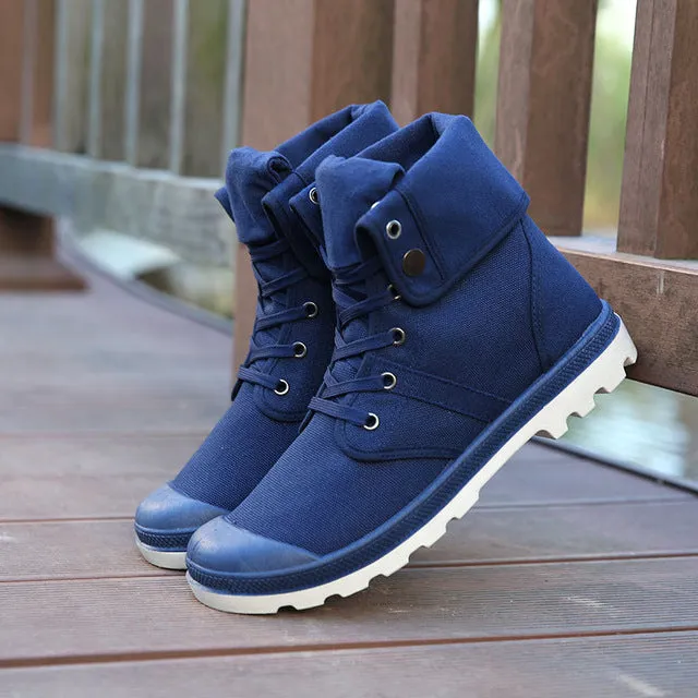 Men's Shoes Canvas Ankle Boots -Red,Blue,Green,Khaki,Yellow,Gray,Camouflage,Black