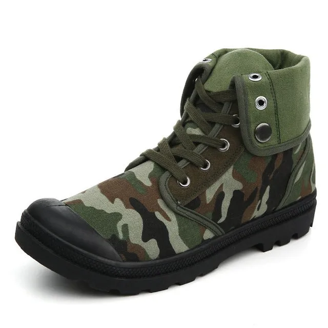 Men's Shoes Canvas Ankle Boots -Red,Blue,Green,Khaki,Yellow,Gray,Camouflage,Black
