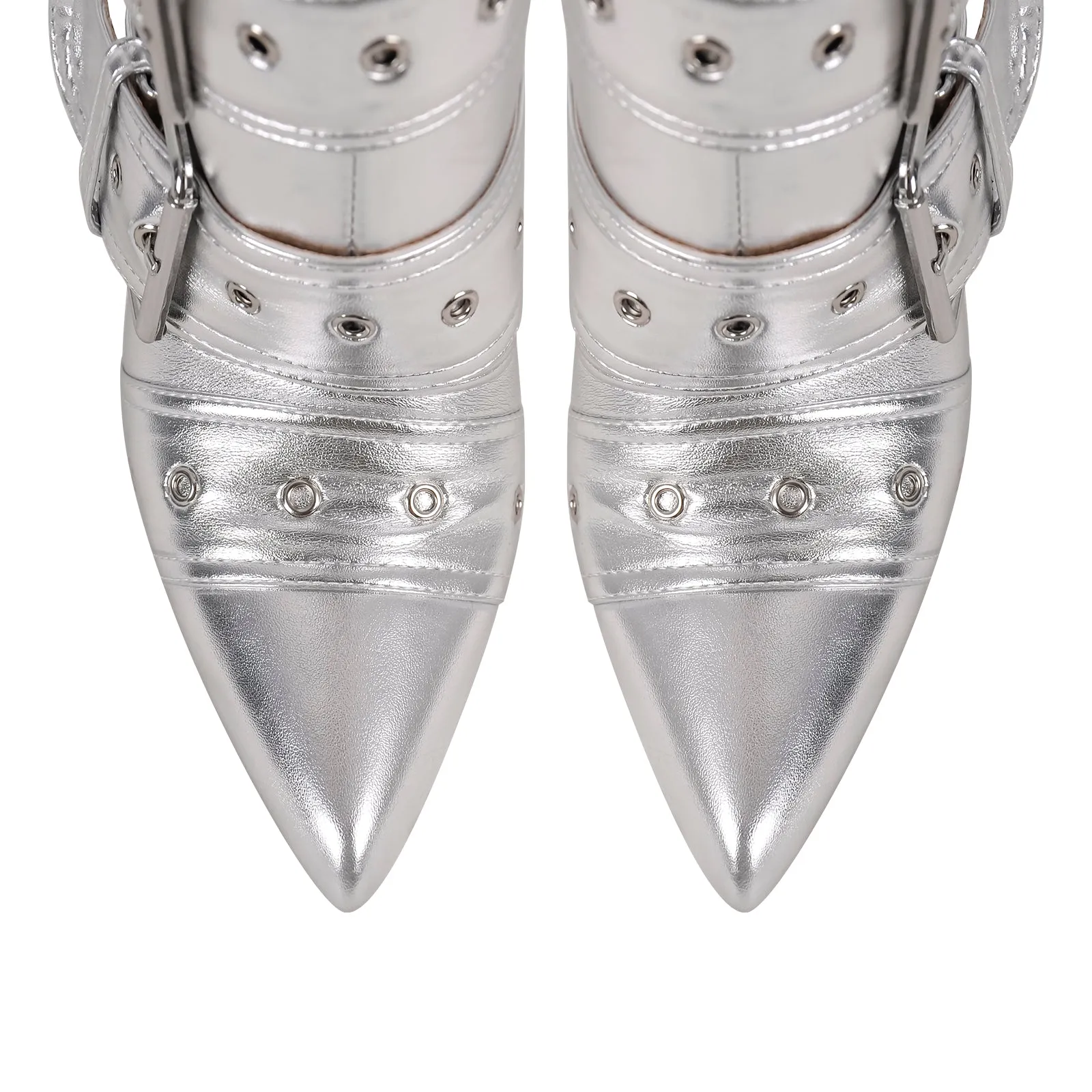 Multi Buckle Straps Stilettos Mid Boots