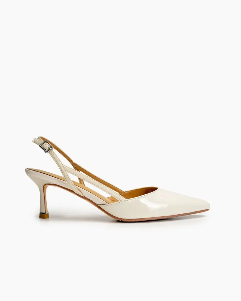One-word Buckle Solid Color Shallow Mouth Heeled Sandals