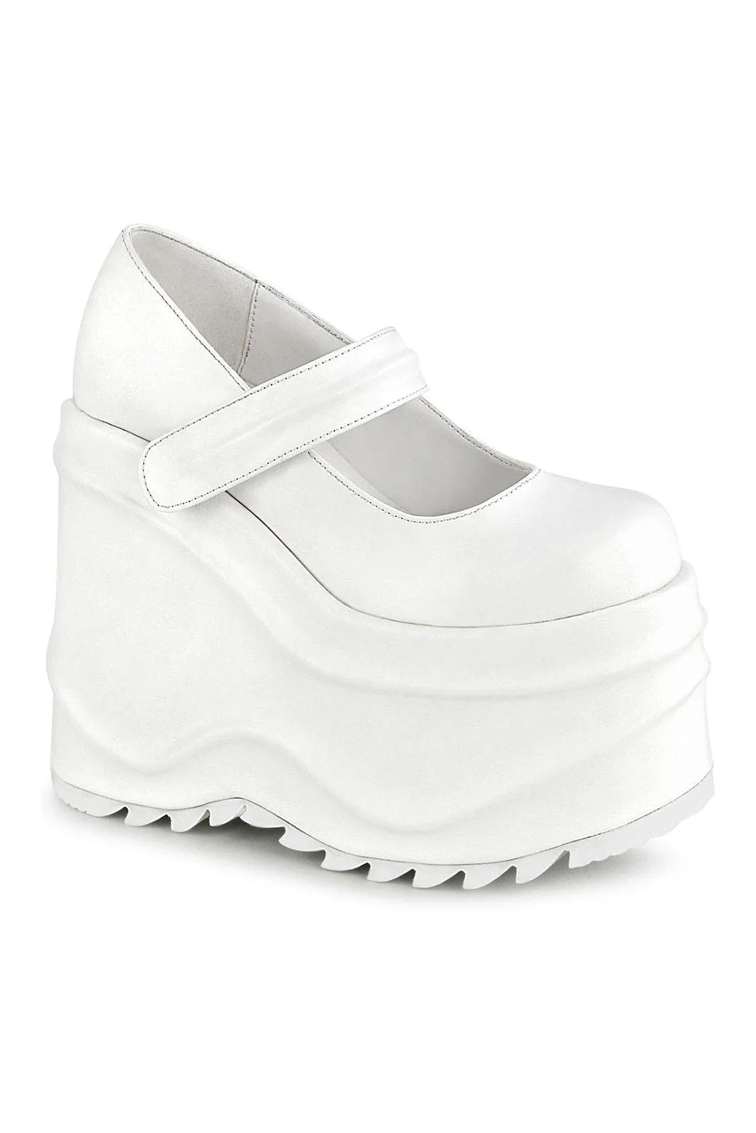 WAVE-32 Mary Jane | White Faux Leather