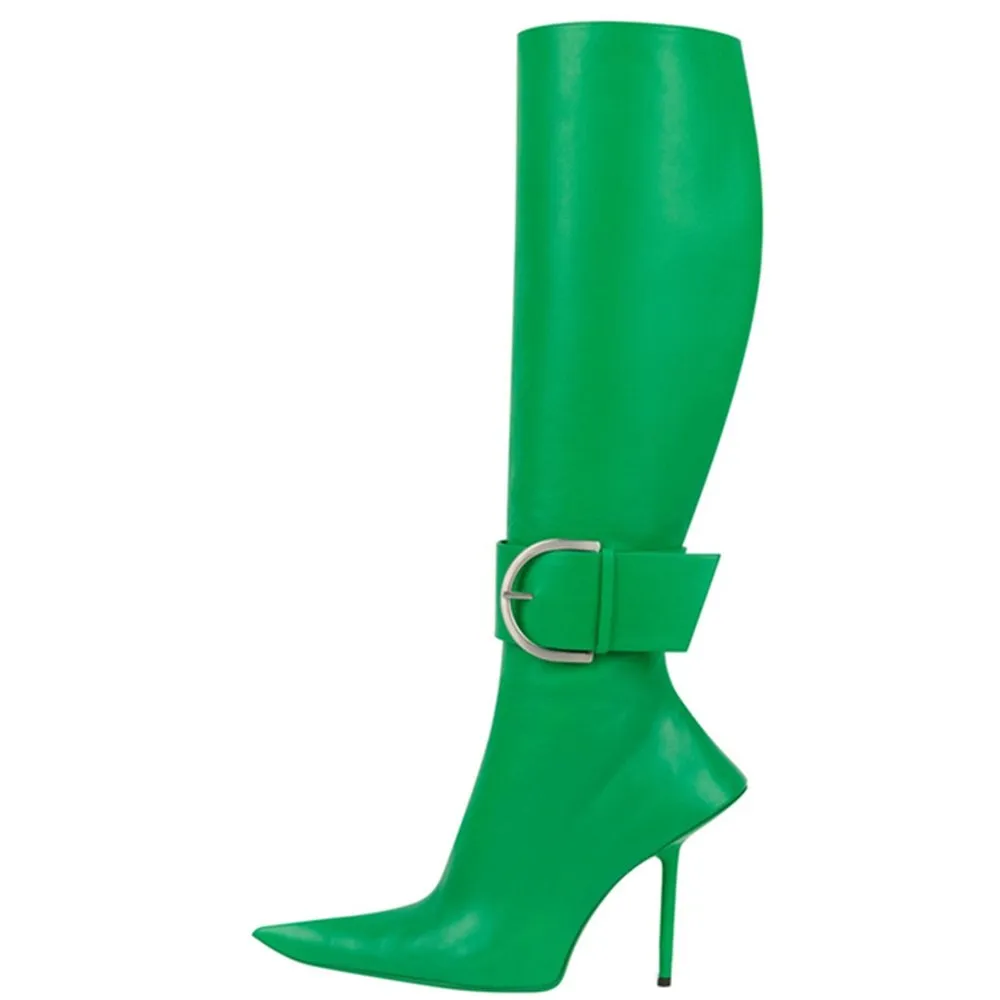 Women Knee Stilettos Boots Sexy Boots Pointed Toe Party Shoes