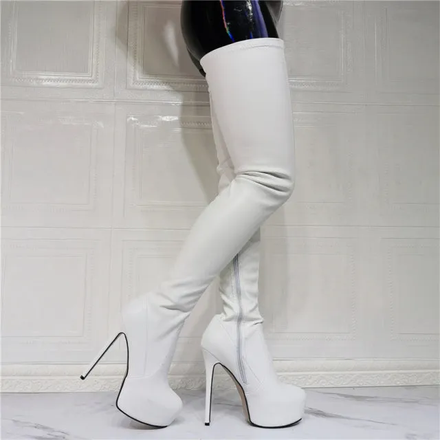 Women Over The Knee Boots Round Toe stilettos heels